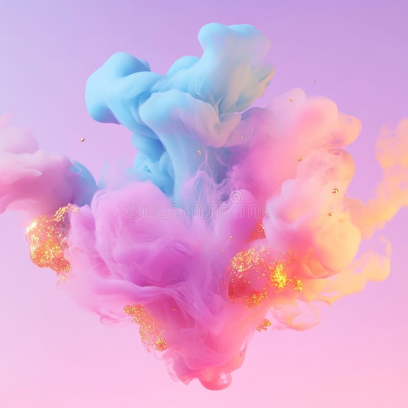 În apă, penele de cerneală roz și albastru se amestecă pentru a forma o piesă artistică abstractă vibrantă și dinamică stock photography