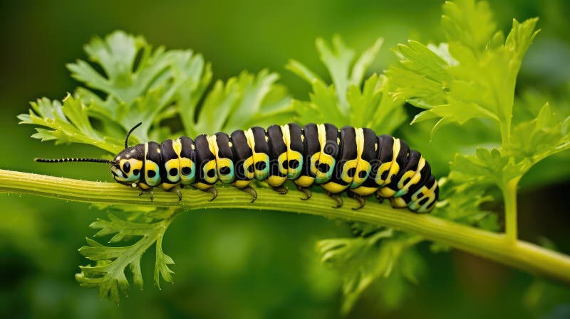 închide negri swallowtail caterpillar stock illustration