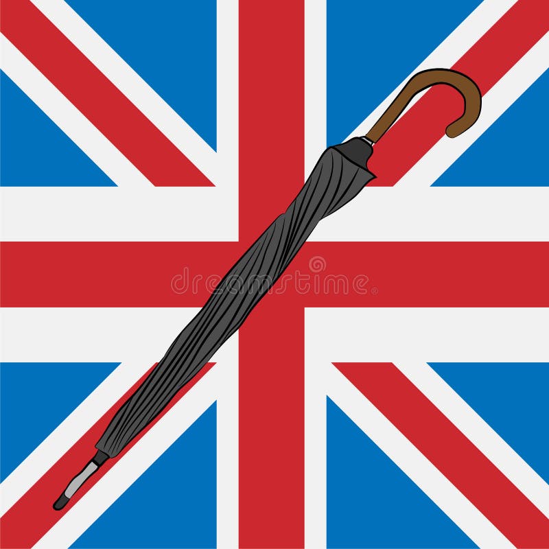 închide umbrela neagră la Union jack royalty free illustration