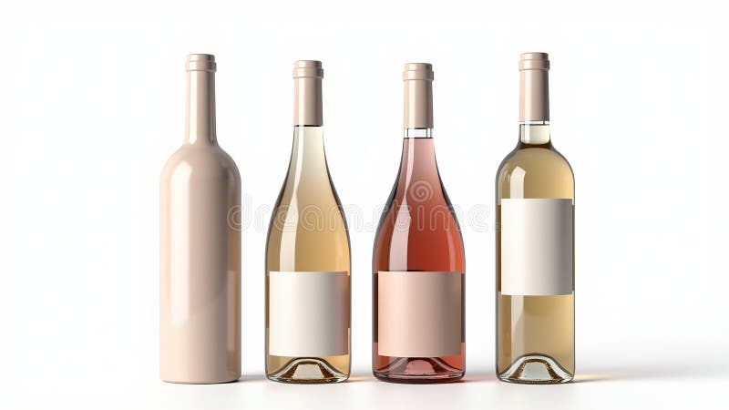 Închidere captivantă a sticlelor de vin rafinate O prezentare fotografică de produs premium pe un fundal alb curat royalty free illustration