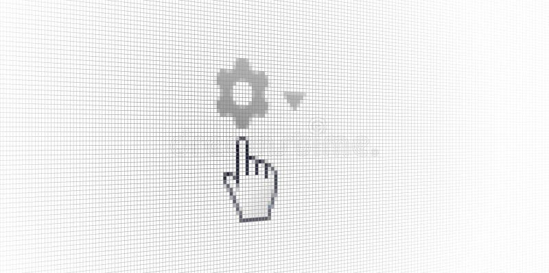 închidere cursor de mână și pictogramă pentru configurarea site-ului stock illustration