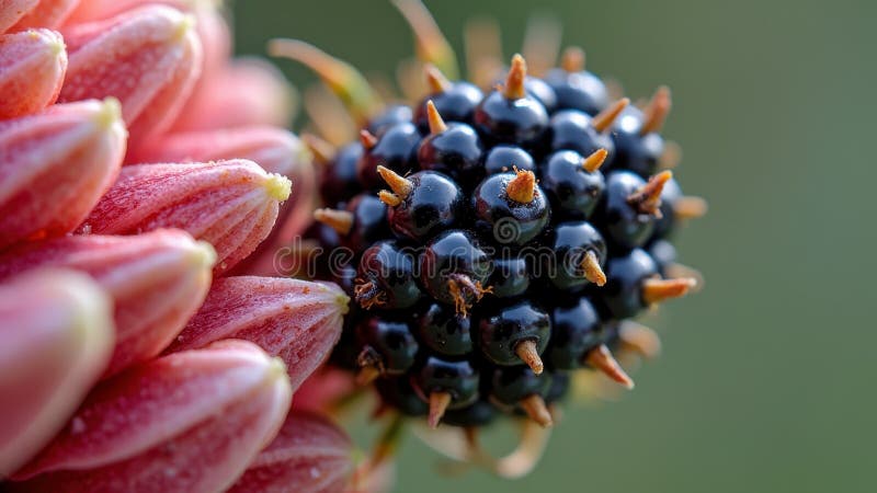 Închidere de fructe de padure vibrante negru și roz în cadru natural stock illustration