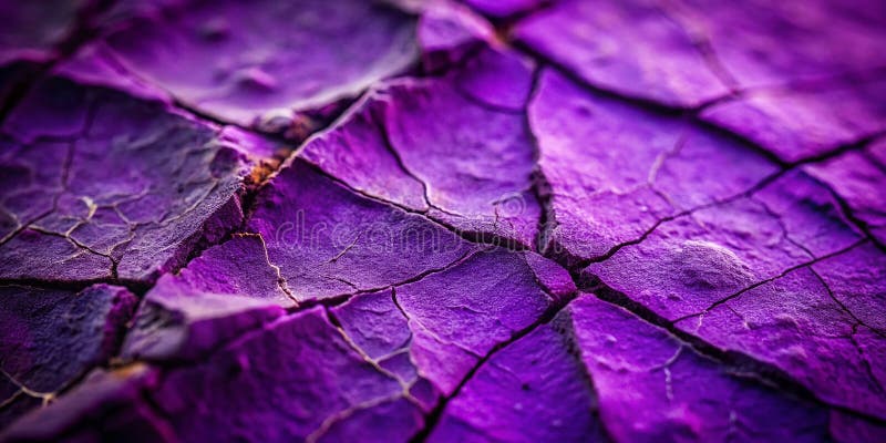 Prim-plan intrigant al unei suprafețe de piatră violetă crăpată, dezvăluind detalii texturale și frumusețe geologică stock illustration