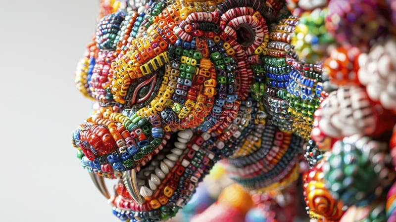 închiderea afișajului cultural vibrant al unei creaturi thai bead arta mitică, într-un mediu colorat royalty free illustration