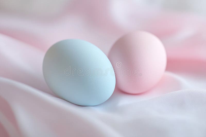 Închiderea ouălor sezoniere de pastel albastru și de paști roz pe pânză vector illustration