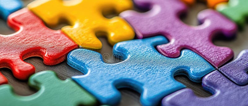 Închiderea pieselor colorate pentru puzzle intercalate royalty free illustration