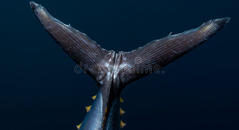 Închiderea unei cozi de ton în apele adânci ale oceanului vector illustration