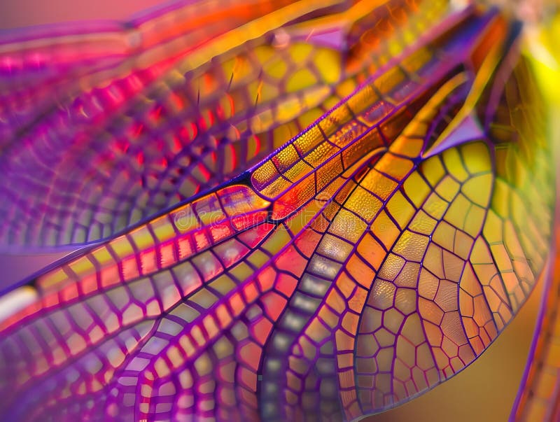 închiderea unei macrofotografii în aripi de dragonflys a insectelor stock illustration
