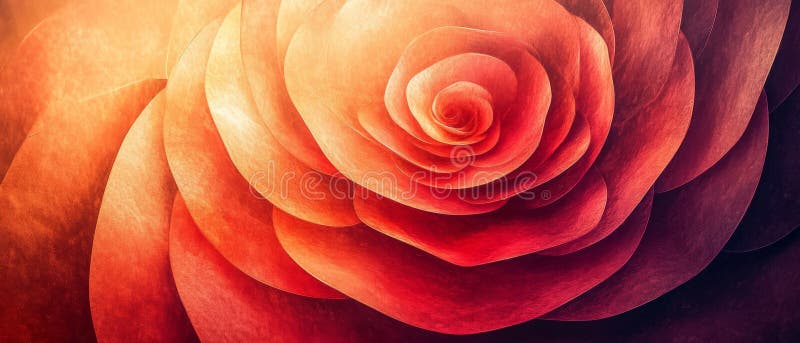închiderea unui trandafir portocaliu, format digital, cu petale delicate, care prezintă textură complexă și tonuri calde vibrante royalty free illustration