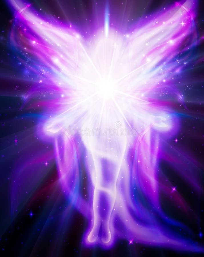 înger al luminii și iubirii făcând un miracol înger meditație stock illustration