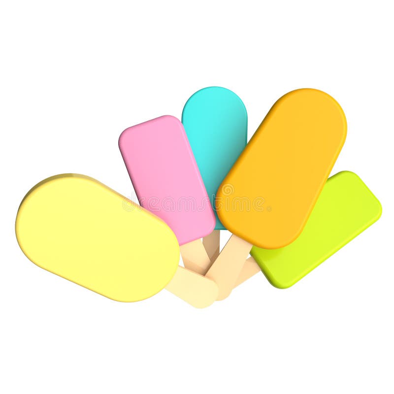 înghețata colorată în grup 3d royalty free stock photos