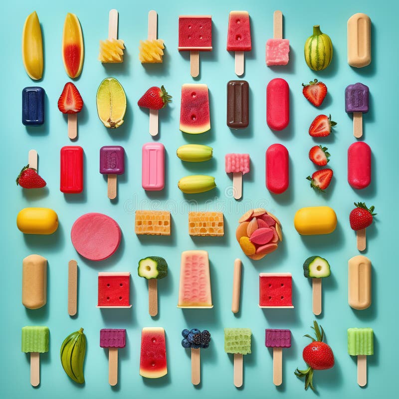 înghețată și fructe colorate. fond de așteptare pentru fructe de vară. ai generativ. ilustrare vector illustration