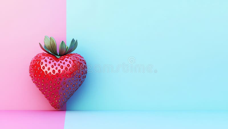 Într-un studio de stabilire a unui punct de vedere de închidere creat digital și minimalist centrat pe fructele de căpșuni simboli stock photo