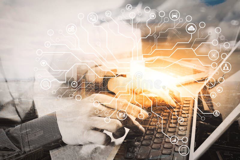 întâlnire echipă de business prezentă. investitor profesionist în fotografie care lucrează cu un nou proiect de lansare. computer royalty free illustration