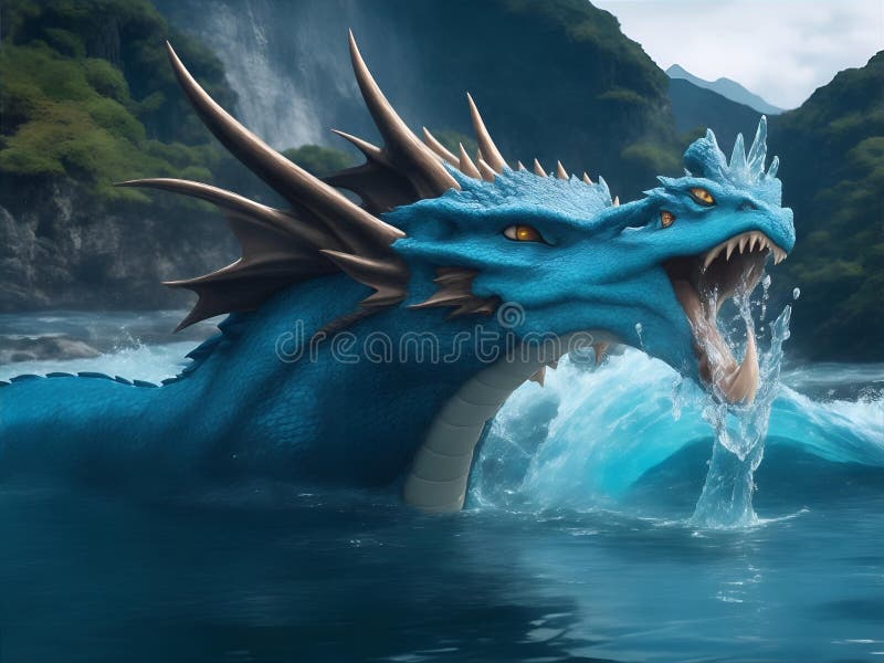 întâlnire mistică : dragon invocând fotografia apei care capturează și inspiră royalty free illustration