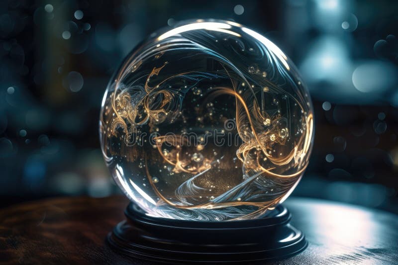 înveliș de bilă de cristal cu vârfuri magice și fulgere de lumină stock illustration