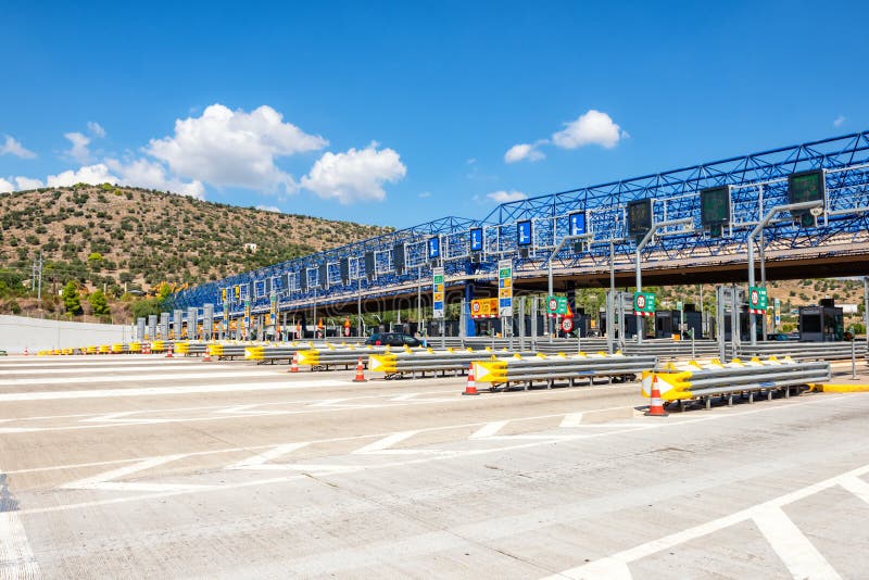09 17 2018 Αθήνα Ελλάδα Olympiapass Σημείο της πληρωμής για τη χρήση του autobahn στοκ εικόνα
