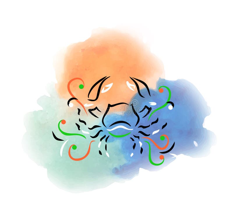 Εικόνα Watercolor του zodiac καρκίνου σημαδιού απεικόνιση αποθεμάτων