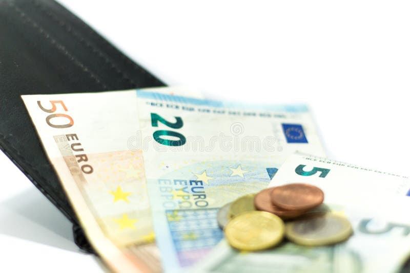 Ευρο- τραπεζογραμμάτια και νομίσματα Χρήματα στο πορτοφόλι Οικονομία στην Ευρώπη στοκ φωτογραφίες Ευρο- τραπεζογραμμάτια και νομίσματα Χρήματα στο πορτοφόλι Οικονομία στην Ευρώπη στοκ φωτογραφίες