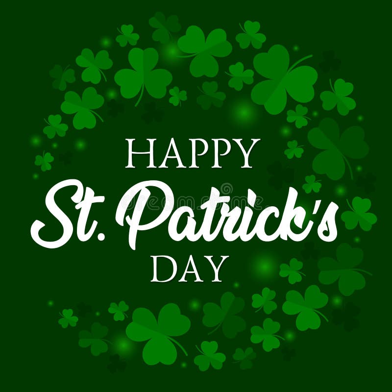 Ευτυχές του ST Patricks σχέδιο ευχετήριων καρτών ημέρας κομψό διανυσματικό με το κείμενο φύλλων τριφυλλιού στο πράσινο λαμπρό υπό διανυσματική απεικόνιση Ευτυχές του ST Patricks σχέδιο ευχετήριων καρτών ημέρας κομψό διανυσματικό με το κείμενο φύλλων τριφυλλιού στο πράσινο λαμπρό υπό διανυσματική απεικόνιση