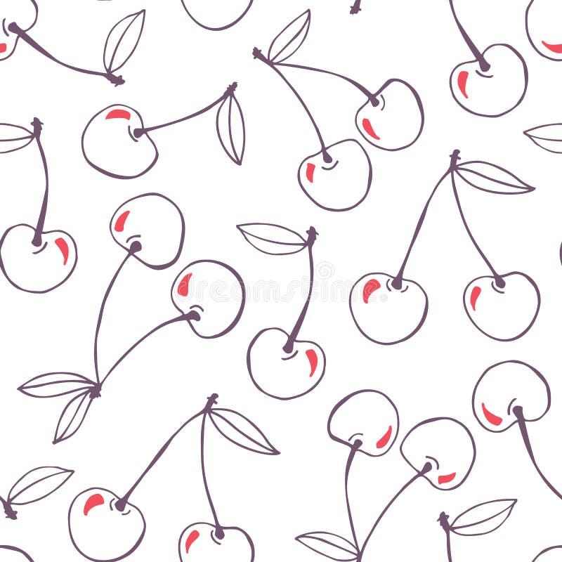 Ιδιότροπο hand-drawn doodle υπόβαθρο σχεδίων κερασιών διανυσματικό άνευ ραφής Θερινά φρούτα τέχνης γραμμών απεικόνιση αποθεμάτων Ιδιότροπο hand-drawn doodle υπόβαθρο σχεδίων κερασιών διανυσματικό άνευ ραφής Θερινά φρούτα τέχνης γραμμών απεικόνιση αποθεμάτων