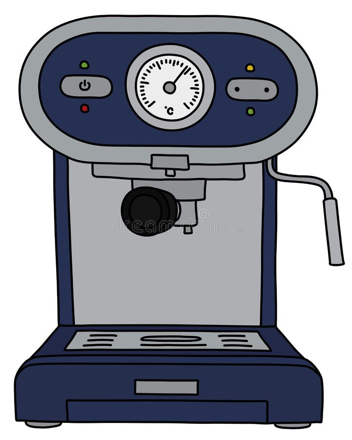 Ο μπλε ηλεκτρικός κατασκευαστής espresso διανυσματική απεικόνιση Ο μπλε ηλεκτρικός κατασκευαστής espresso διανυσματική απεικόνιση