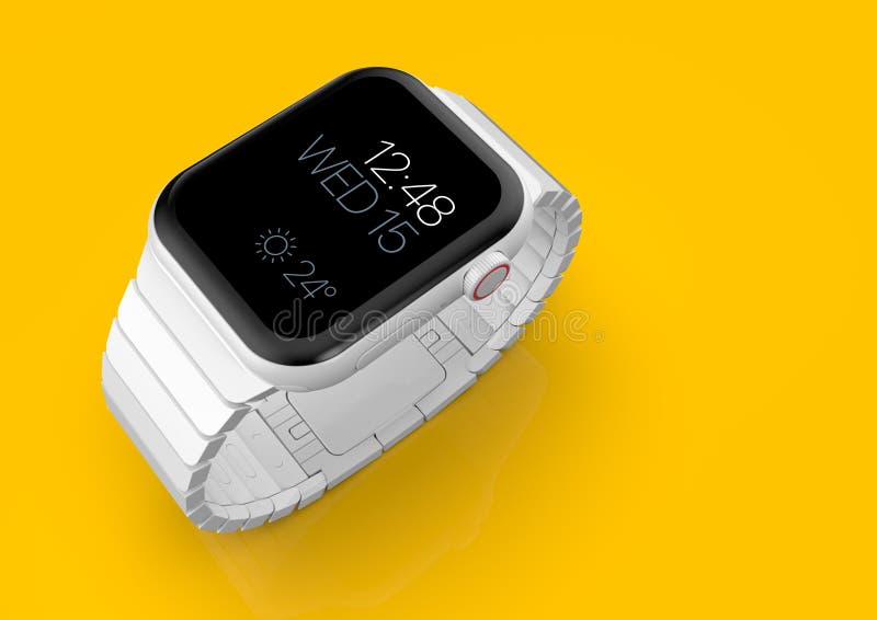Ρολόι 4 της Apple άσπρη κεραμική πλασματική φήμη smartwatch, πρότυπο ελεύθερη απεικόνιση δικαιώματος Ρολόι 4 της Apple άσπρη κεραμική πλασματική φήμη smartwatch, πρότυπο ελεύθερη απεικόνιση δικαιώματος