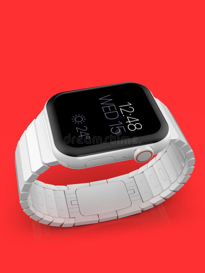 Ρολόι 4 της Apple άσπρη κεραμική πλασματική φήμη smartwatch, πρότυπο διανυσματική απεικόνιση Ρολόι 4 της Apple άσπρη κεραμική πλασματική φήμη smartwatch, πρότυπο διανυσματική απεικόνιση