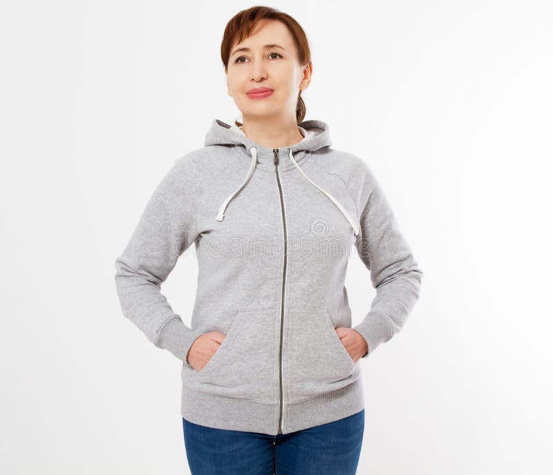 Όμορφη γυναίκα στο γκρίζο πρότυπο πουλόβερ hoodie στοκ φωτογραφίες Όμορφη γυναίκα στο γκρίζο πρότυπο πουλόβερ hoodie στοκ φωτογραφίες