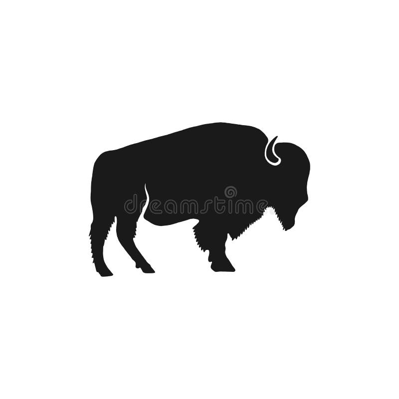 Σκιαγραφία εικονιδίων Buffalo Αναδρομική letterpress επίδραση Βισώνων εικονόγραμμα συμβόλων που απομονώνεται μαύρο Χρήση για το λ ελεύθερη απεικόνιση δικαιώματος