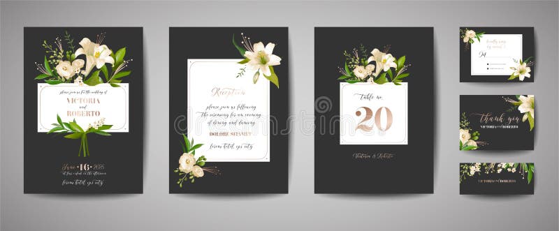 Το Floral γαμήλιο σύνολο πρόσκλησης καρτών, rsvp, σας ευχαριστεί, υποδοχή, εκτός από την ημερομηνία, σχέδιο προτύπων, καθιερώνουσ ελεύθερη απεικόνιση δικαιώματος Το Floral γαμήλιο σύνολο πρόσκλησης καρτών, rsvp, σας ευχαριστεί, υποδοχή, εκτός από την ημερομηνία, σχέδιο προτύπων, καθιερώνουσ ελεύθερη απεικόνιση δικαιώματος