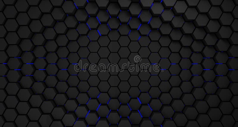 Το μαύρο και μπλε hexagons μετάλλων αφηρημένο υπόβαθρο, τρισδιάστατο δίνει ελεύθερη απεικόνιση δικαιώματος Το μαύρο και μπλε hexagons μετάλλων αφηρημένο υπόβαθρο, τρισδιάστατο δίνει ελεύθερη απεικόνιση δικαιώματος