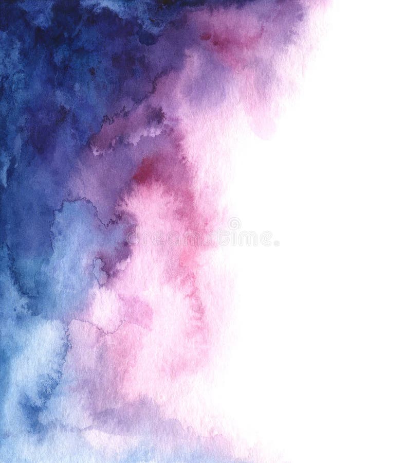 Χρωματισμένο χέρι υπόβαθρο κλίσης watercolor αφηρημένο μπλε, ρόδινο και πορφυρό απεικόνιση αποθεμάτων