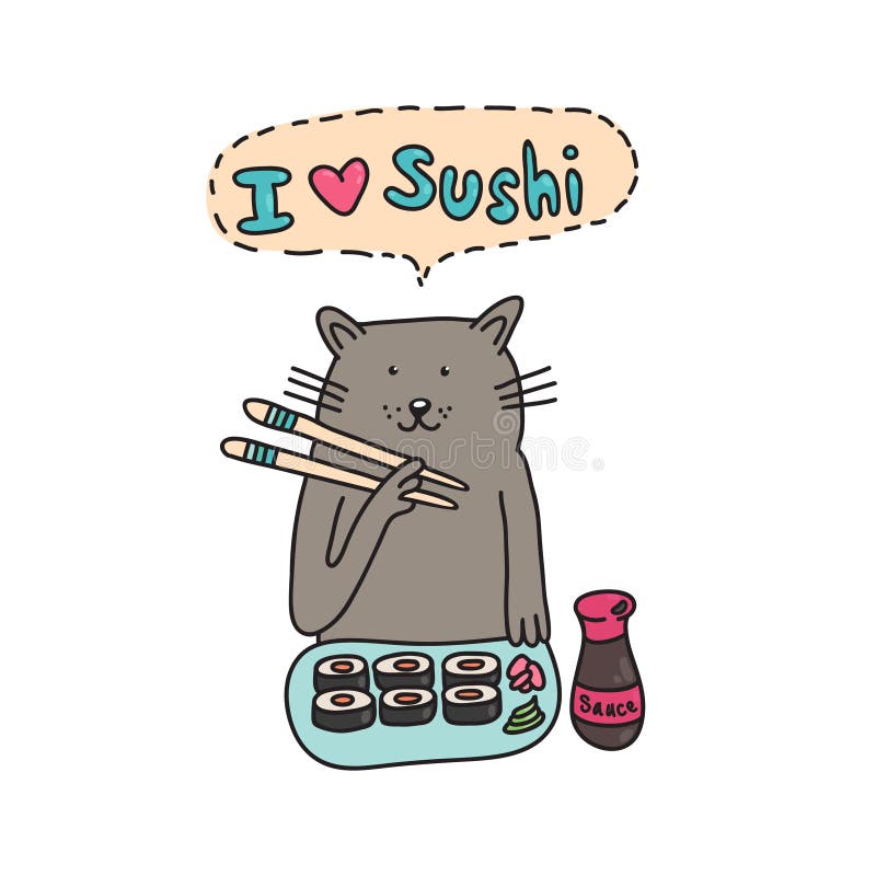 Ð ¡ przy łasowanie suszi z chopsticks ilustracji Ð ¡ przy łasowanie suszi z chopsticks ilustracji