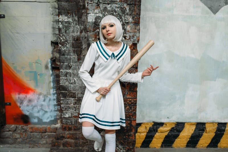 Anime girl with baseball bat