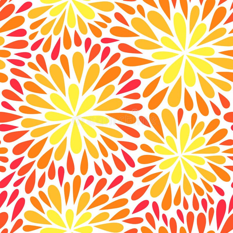 Seamless vector pattern with flowers. Vector illustration with fireworks. vector illustration