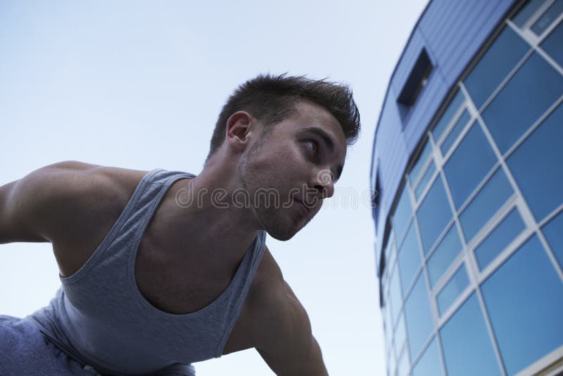 Сlose-up portrait of young male model