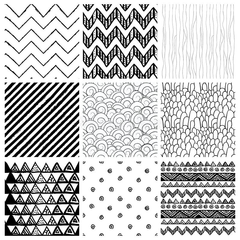 Ðbstract Hand Drawn Seamless Background Patterns stock illustration