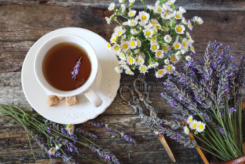 Ðromatic lavender tea and wild chamomile