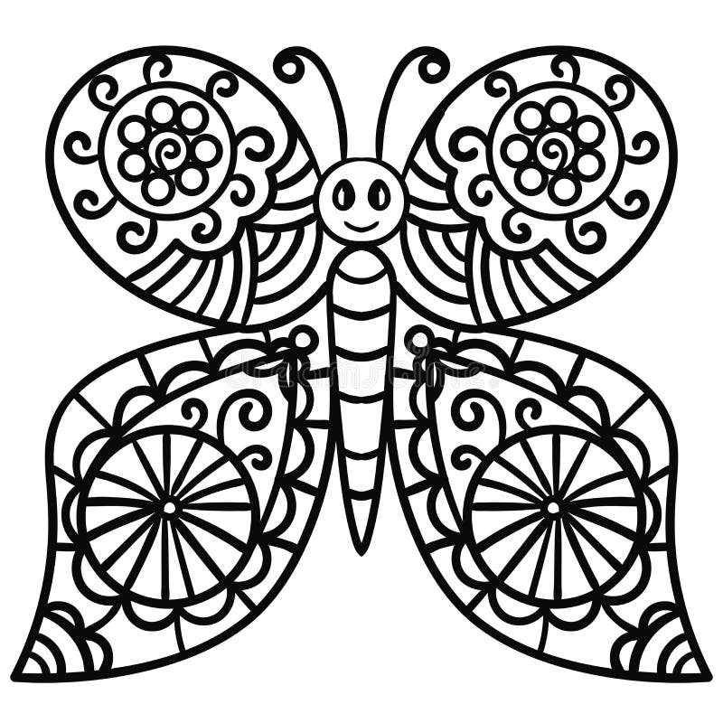 Абстрактная бабочка для книжка-раскраски для взрослых doodle иллюстрация штока Абстрактная бабочка для книжка-раскраски для взрослых doodle иллюстрация штока