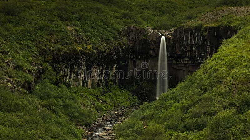Водопад Svartifoss в Skaftaftafell Исландия стоковые фотографии rf Водопад Svartifoss в Skaftaftafell Исландия стоковые фотографии rf