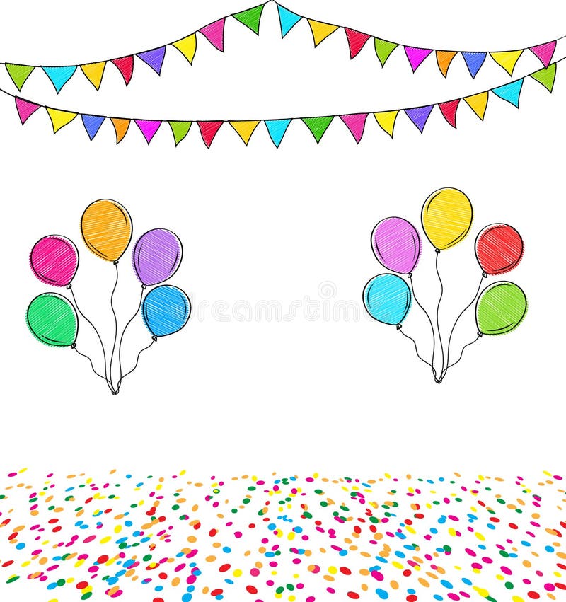 Гирлянда масленицы с красочными флагами, confetti и воздушными шарами изолированными на белой предпосылке Декоративные вымпелы дл иллюстрация штока Гирлянда масленицы с красочными флагами, confetti и воздушными шарами изолированными на белой предпосылке Декоративные вымпелы дл иллюстрация штока