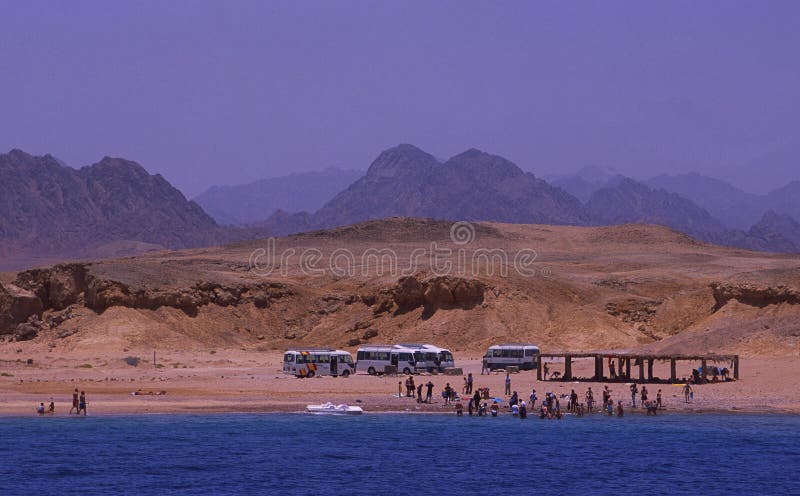 Египет: Пляж на Ras Мухаммед в Sharm El Sheikh на заливе Акабы в пустыне Синай стоковое фото rf Египет: Пляж на Ras Мухаммед в Sharm El Sheikh на заливе Акабы в пустыне Синай стоковое фото rf