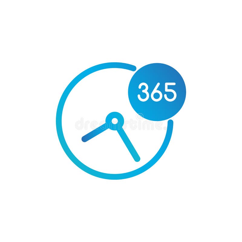 Значок часов дела 365 дней - стандартный ярлык для обслуживания клиента, поддержки, центра телефонного обслуживания Иллюстрация в иллюстрация штока Значок часов дела 365 дней - стандартный ярлык для обслуживания клиента, поддержки, центра телефонного обслуживания Иллюстрация в иллюстрация штока