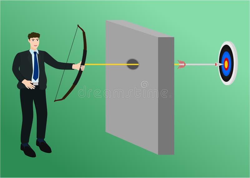 Концепция стены отверстия стрелки archery бизнесмена бесплатная иллюстрация