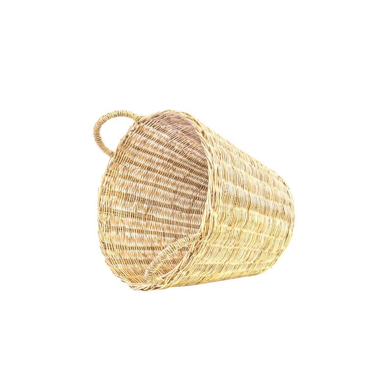 Корзина weave крупного плана деревянная для используемых одежд в доме изолированном на белой предпосылке стоковое изображение rf