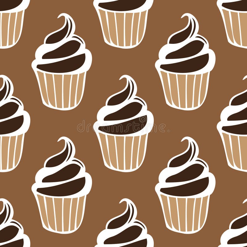 Картина коричневого цвета торта choco сливк темная безшовная иллюстрация вектора Картина коричневого цвета торта choco сливк темная безшовная иллюстрация вектора