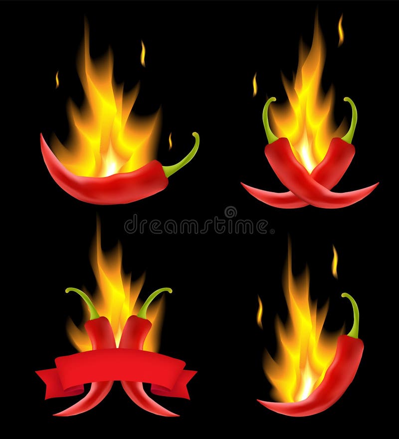 Накаленный докрасна перец chili в огне, иллюстрации вектора иллюстрация штока Накаленный докрасна перец chili в огне, иллюстрации вектора иллюстрация штока