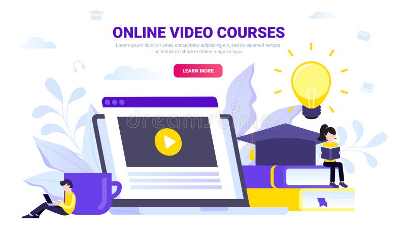 Online video courses, online education concept. vector illustration Online video courses, online education concept. vector illustration
