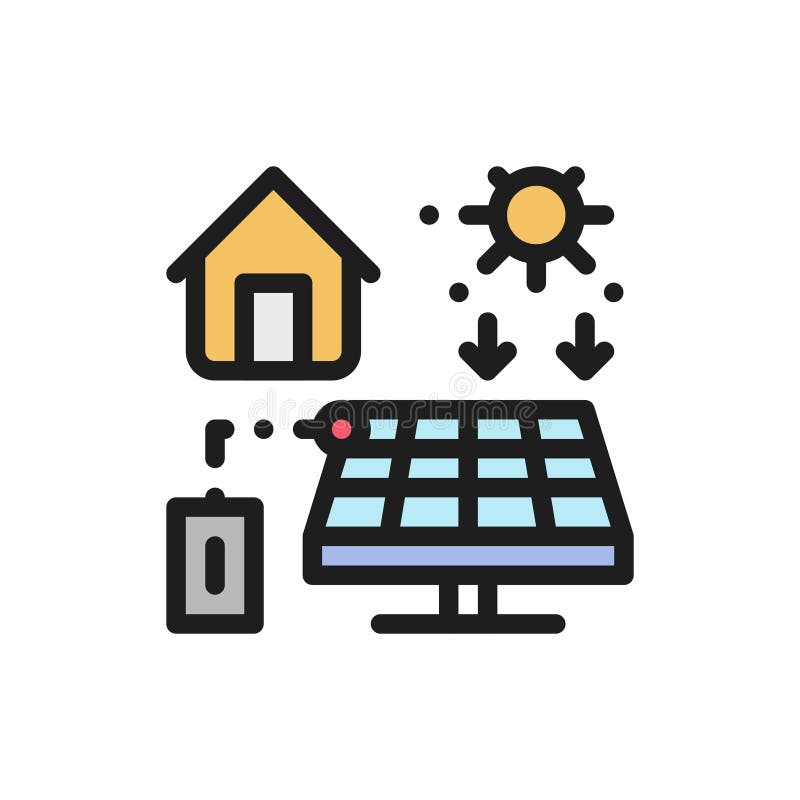 Solar panels producing electricity color icon. royalty free illustration